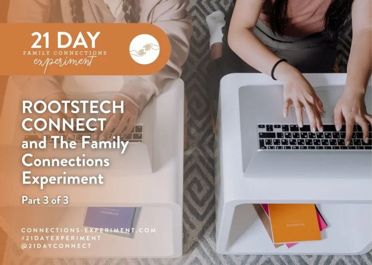 Rootstech connect and the family connetions experiment. Woman typing on a laptop.