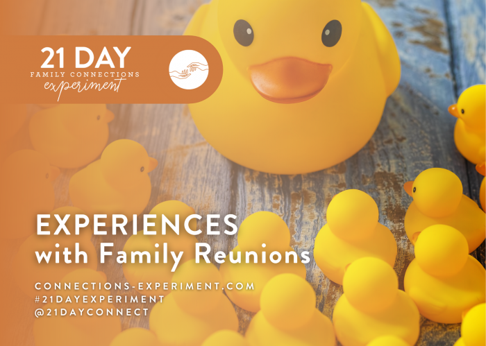 BLOG -Reunion Experiences 6a Title Image. Little ducks looking at a big main duck.